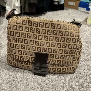 FENDI Zucchino Mamma Baguette Shoulder Bag